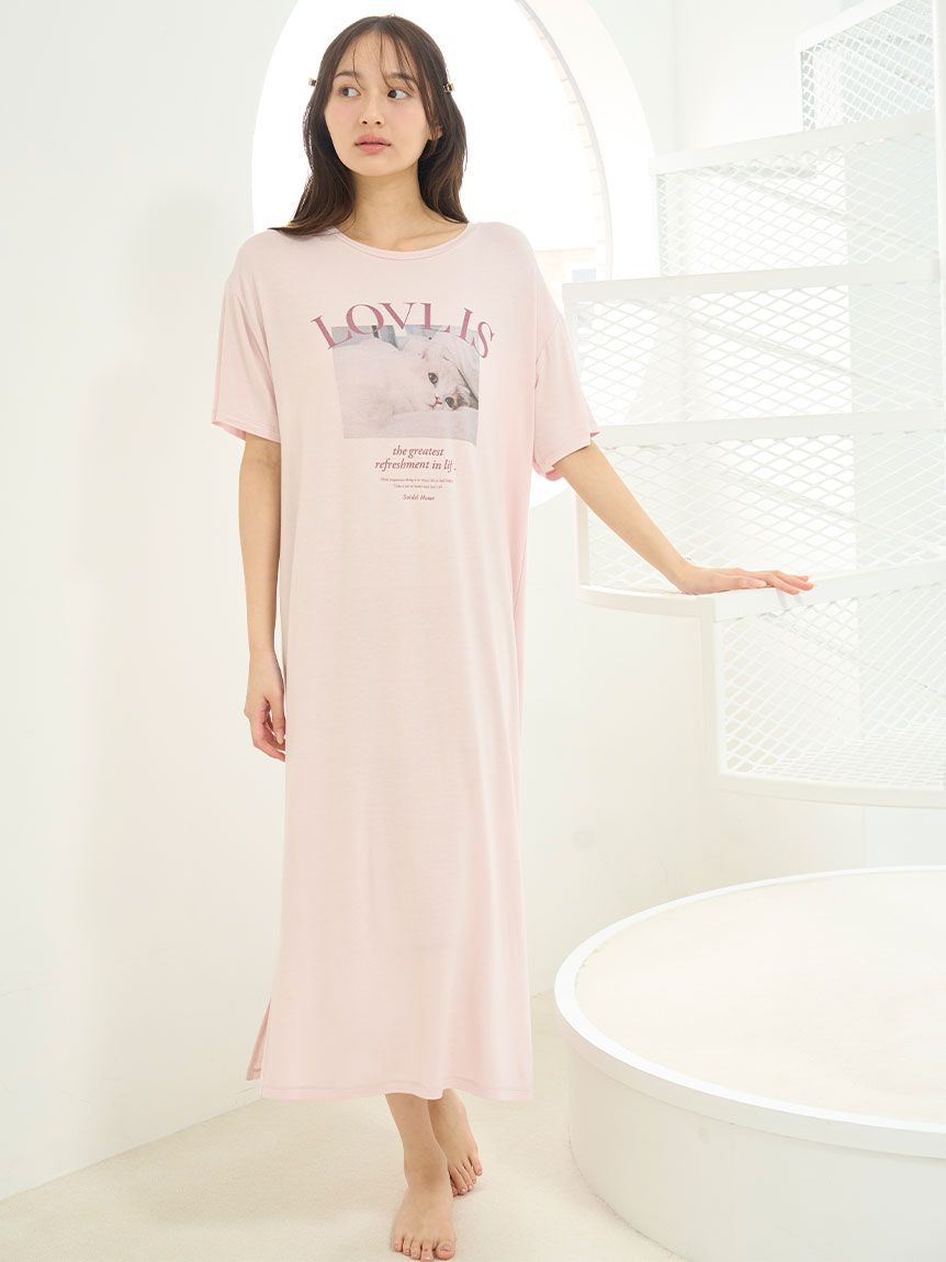 SNIDEL スナイデルホーム CAT Tシャツワンピース パジャマ