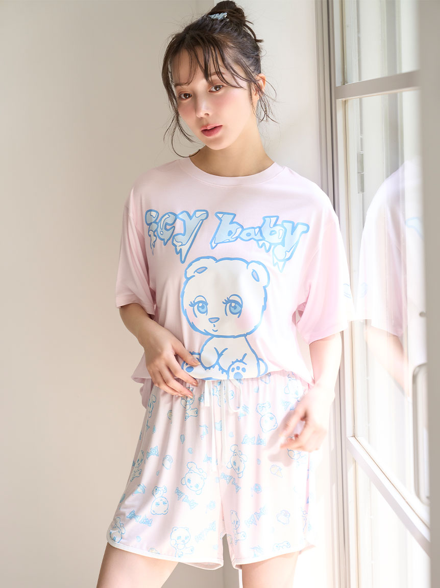 【icy baby】【接触冷感】Ｔシャツセットアップ 限定カラーあり】【icy baby】【接触冷感】Tシャツセットアップ