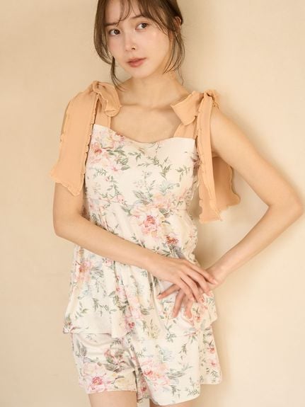 【SNIDEL 】フレアスリーブ開襟シャツ&パンツ　セットアップ SNIDEL HOME】フレアスリーブ開襟シャツ&パンツ セットアップ