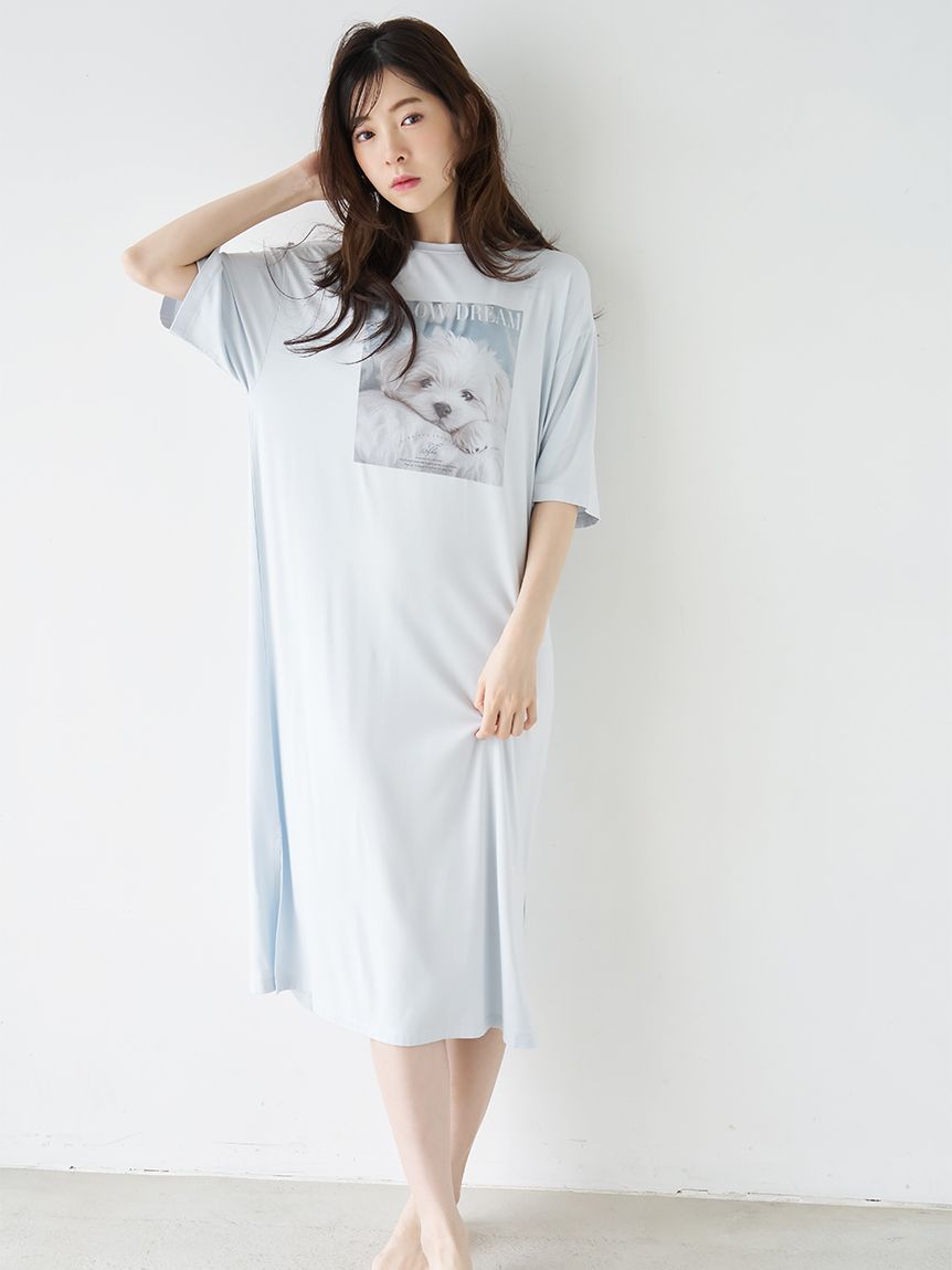 接触冷感】DOG Tシャツワンピース(ロングワンピース)｜ワンピース