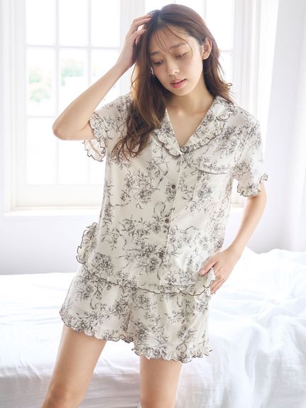 新品　SNIDEL HOME ルームウエア　セットアップ　花柄　ピンク　夏 セール】アイレットセットアップ（ルームウェア/パジャマ