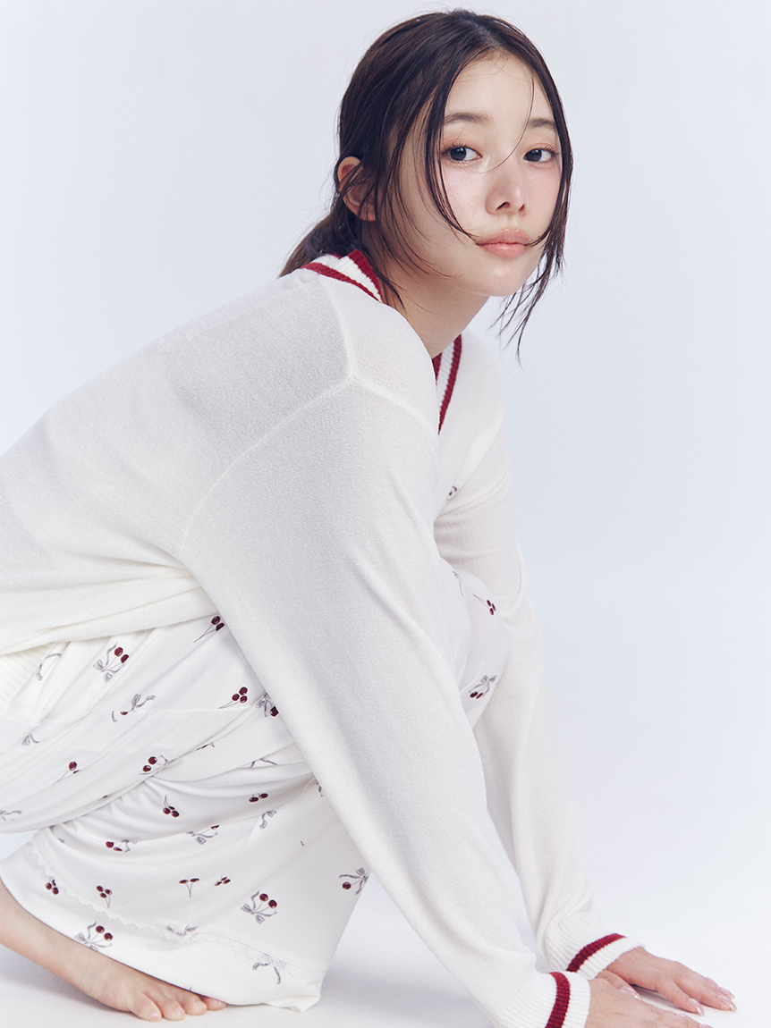 接触冷感】ルージュチェリーレーヨンロゴTシャツ&ロングパンツ上下セット 接触冷感】ルージュチェリーレーヨンロゴTシャツ(カットソー・Tシャツ