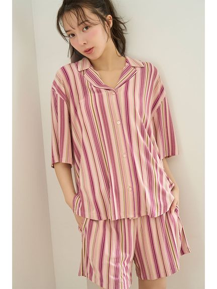 入荷nowオンラインストア ストライプカット開襟シャツ(シャツ＆ブラウス)｜スナイデル ルームウェア・パジャマ
