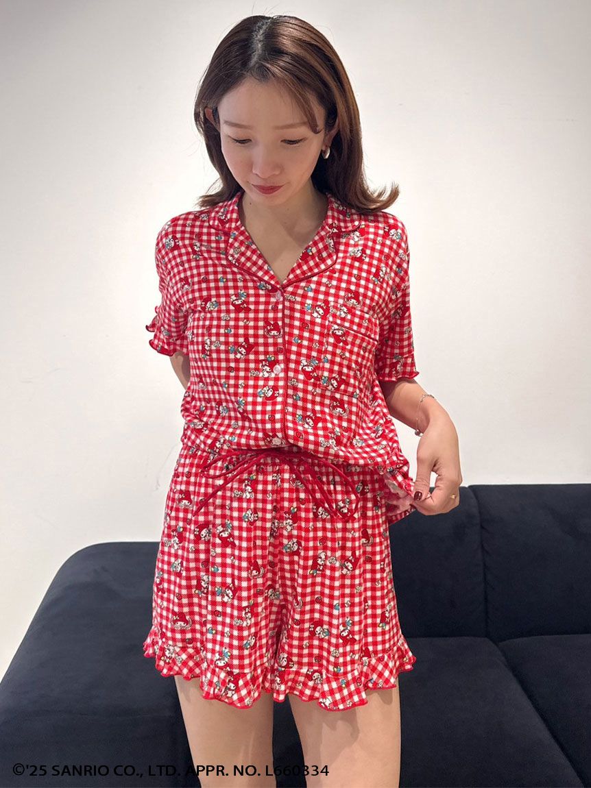 スナイデルホーム　接触冷感　総柄開襟シャツ＆ショートパンツ　マイメロディ　ピアノ MY MELODY】【接触冷感】総柄開襟シャツ(シャツ＆ブラウス