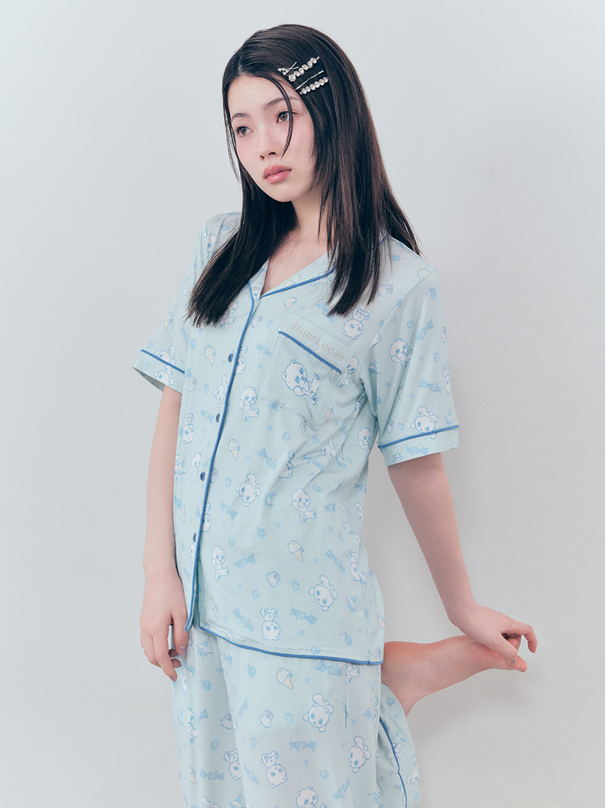 限定カラーあり】【icy baby】【接触冷感】総柄開襟シャツ