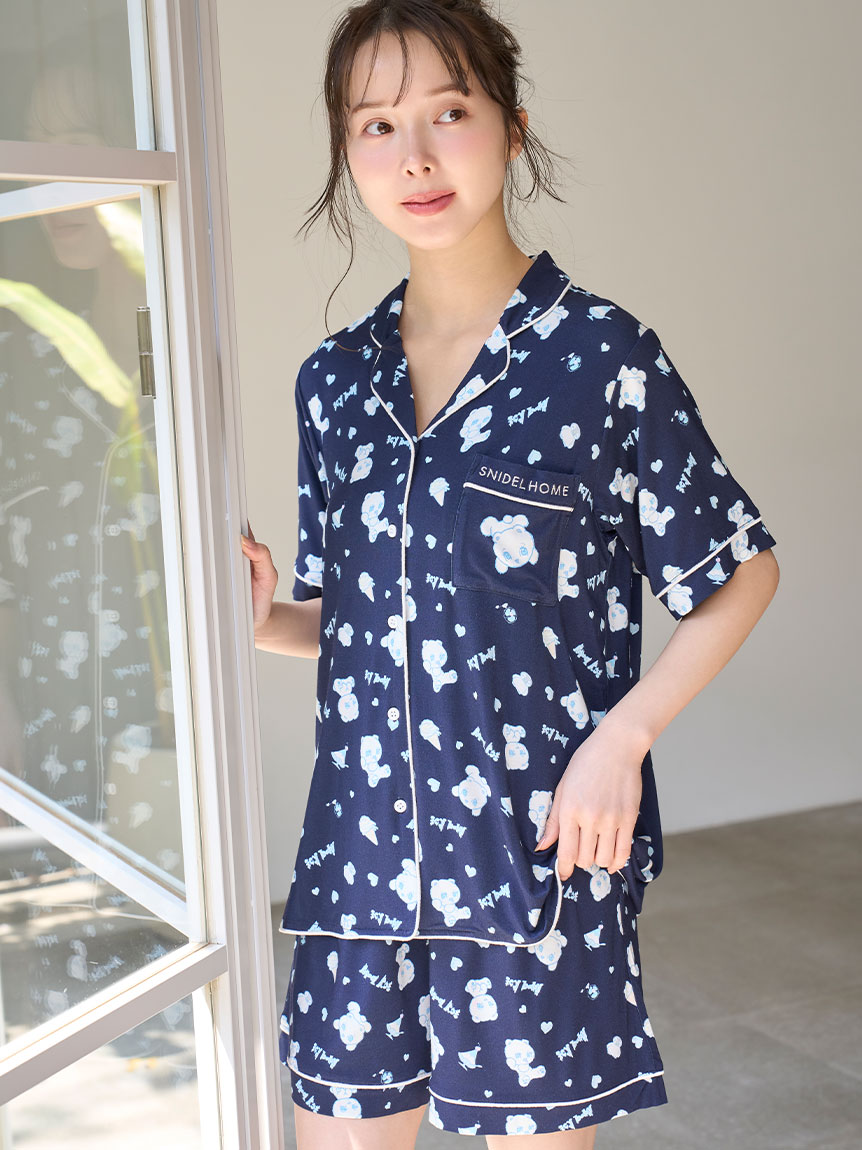 限定カラーあり】【icy baby】【接触冷感】総柄開襟シャツ