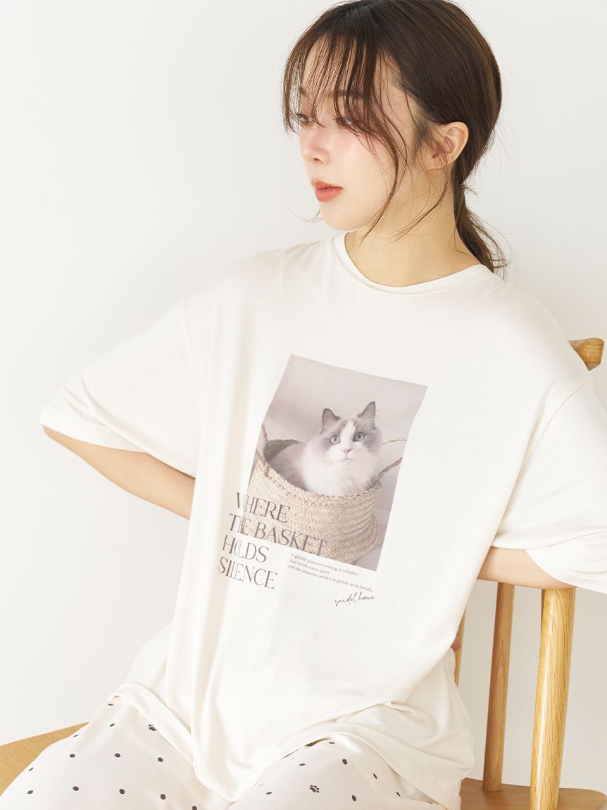 接触冷感】ネコTシャツ(カットソー＆Tシャツ)｜スナイデルホーム