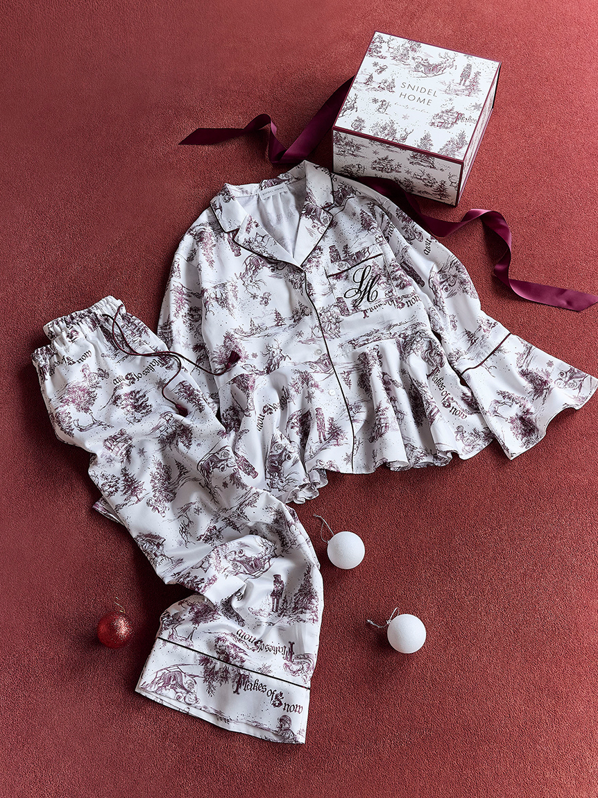 WEB限定】【Warm Satin】ホリデージュイ開襟シャツ×ホリデージュイ