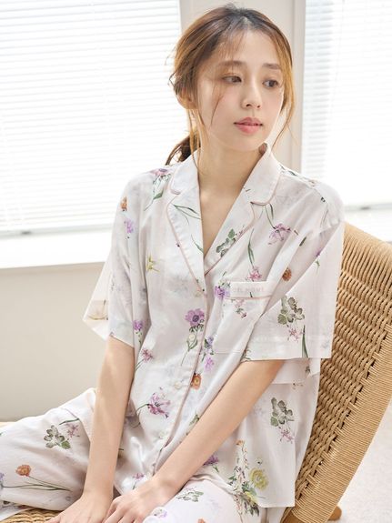 【SNIDEL HOME】フレアスリーブ開襟シャツ&パンツ　セットアップ SNIDEL HOME】フレアスリーブ開襟シャツ&パンツ セットアップ