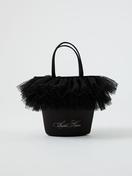 snidel ロゴ 黒バッグ SNIDEL スナイデル ハンドバッグ コットン BLK 