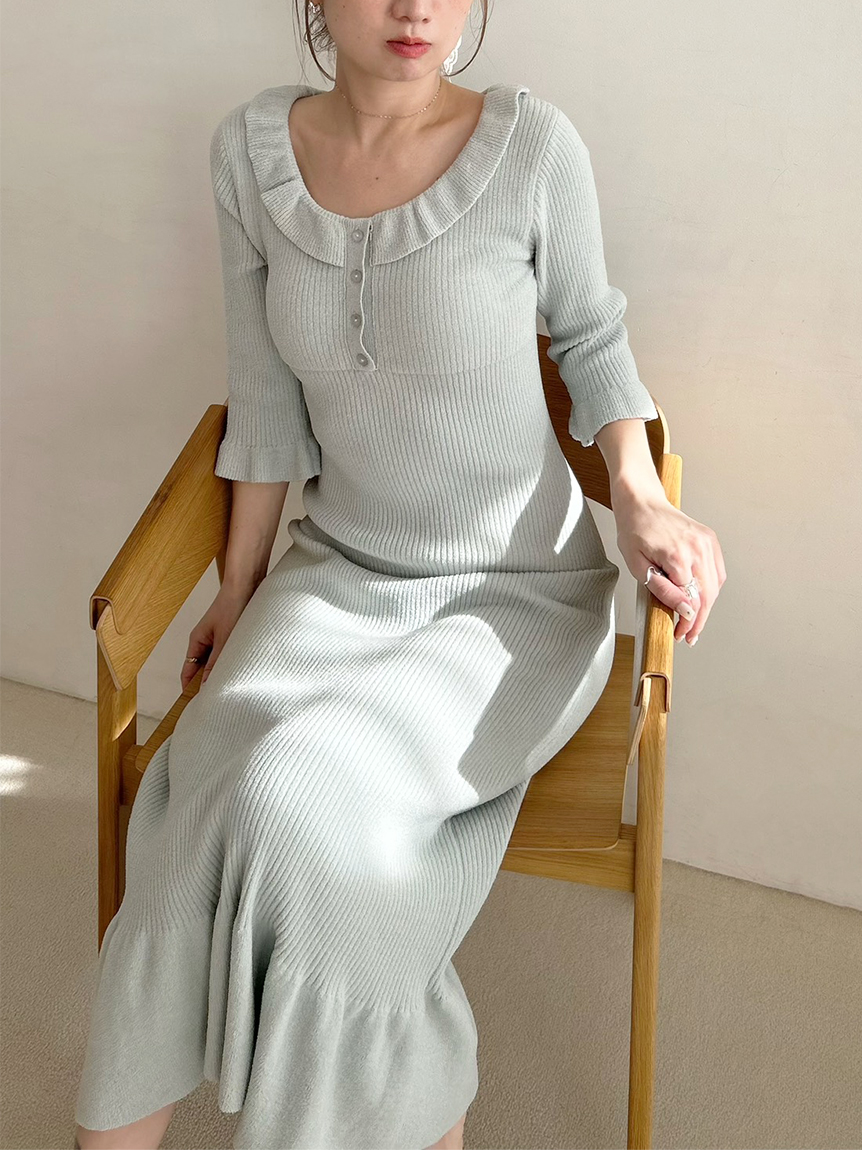 ニットフリルワンピース(ワンピース)｜スナイデルホーム｜SNIDEL