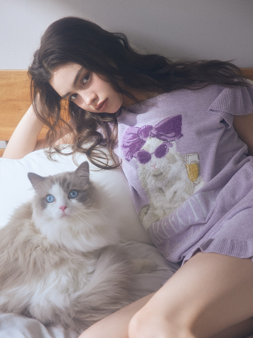 WEB限定】【セット商品】セレブバスキャットプルオーバー&ニットフリル