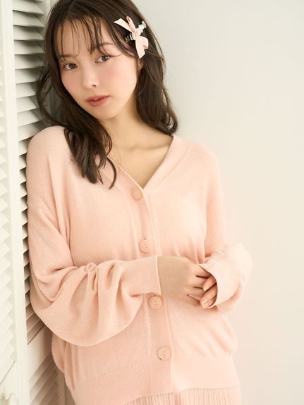 【SNIDEL】ラクーンジュイニットカーデコート 新品 スナイデル SNIDEL ラクーンニットCD （ピンク） -ファッション