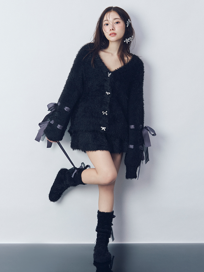 スナイデルホーム【ハロウィン限定】リボン付き薄紫ニットカーディガン SNIDEL HOME｜【Halloween】ニットカーディガン | Rakuten