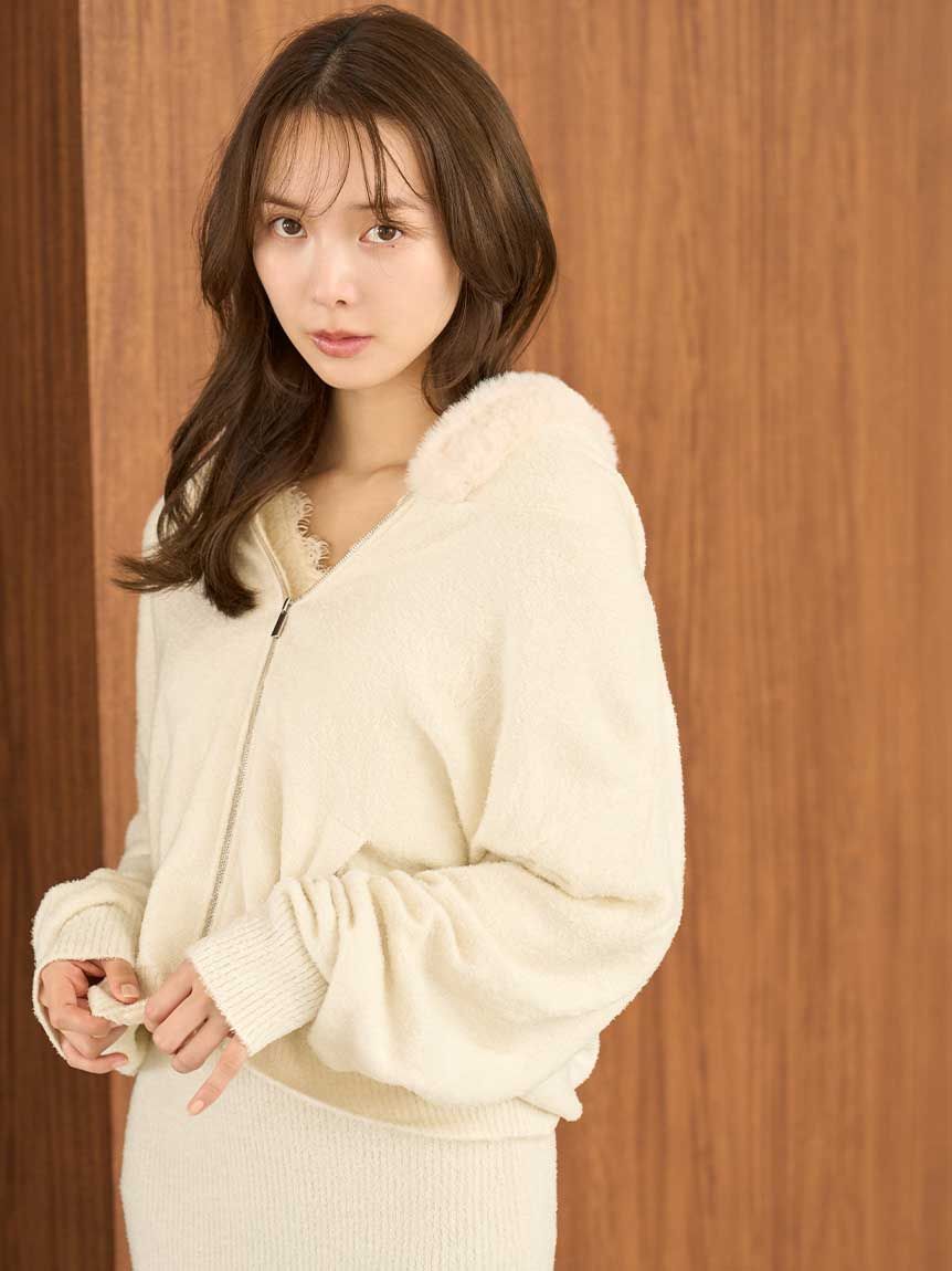 SNIDEL ファーニットフーディ USAGI ONLINE限定】ファーニットフーディ