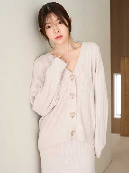 WarmMisty】【吸湿発熱】 ハートボタンカーディガン(カーデ＆ガウン