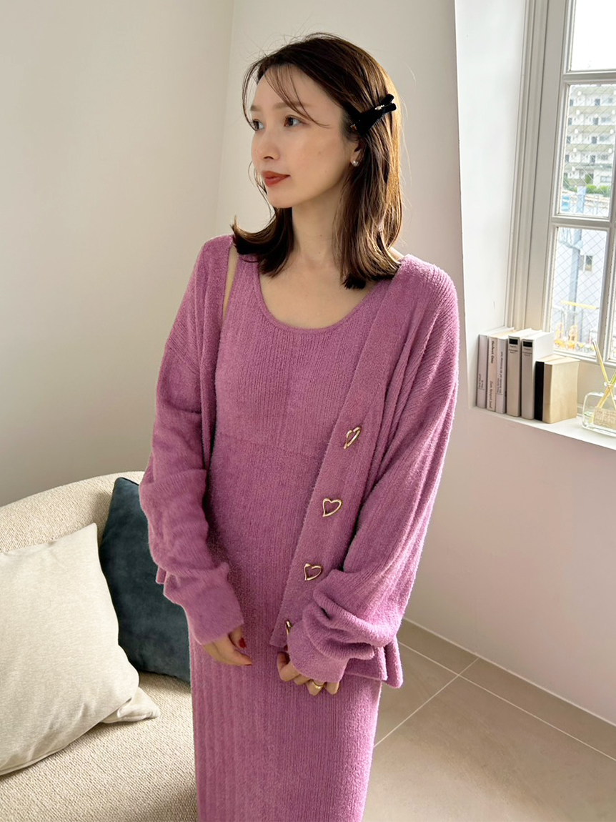 WarmMisty】【吸湿発熱】 ハートボタンカーディガン(カーデ＆ガウン