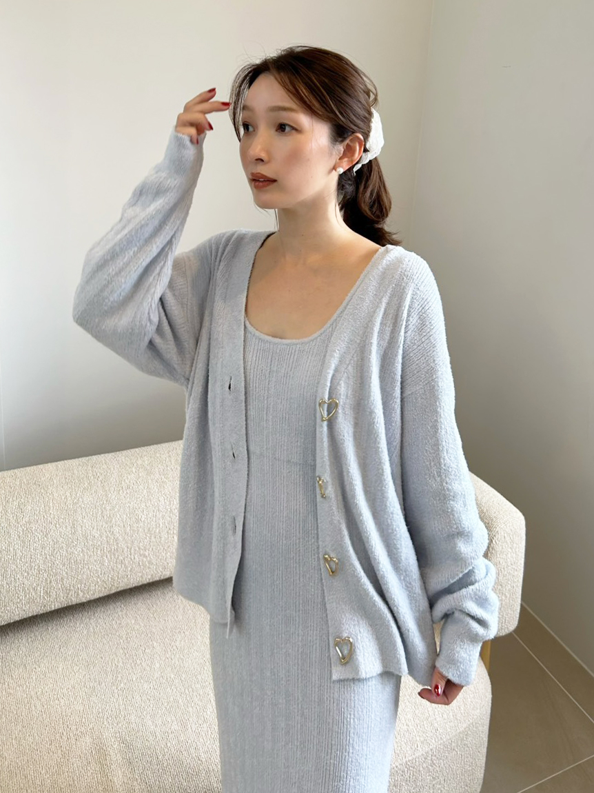 WarmMisty】【吸湿発熱】 ハートボタンカーディガン(カーデ＆ガウン