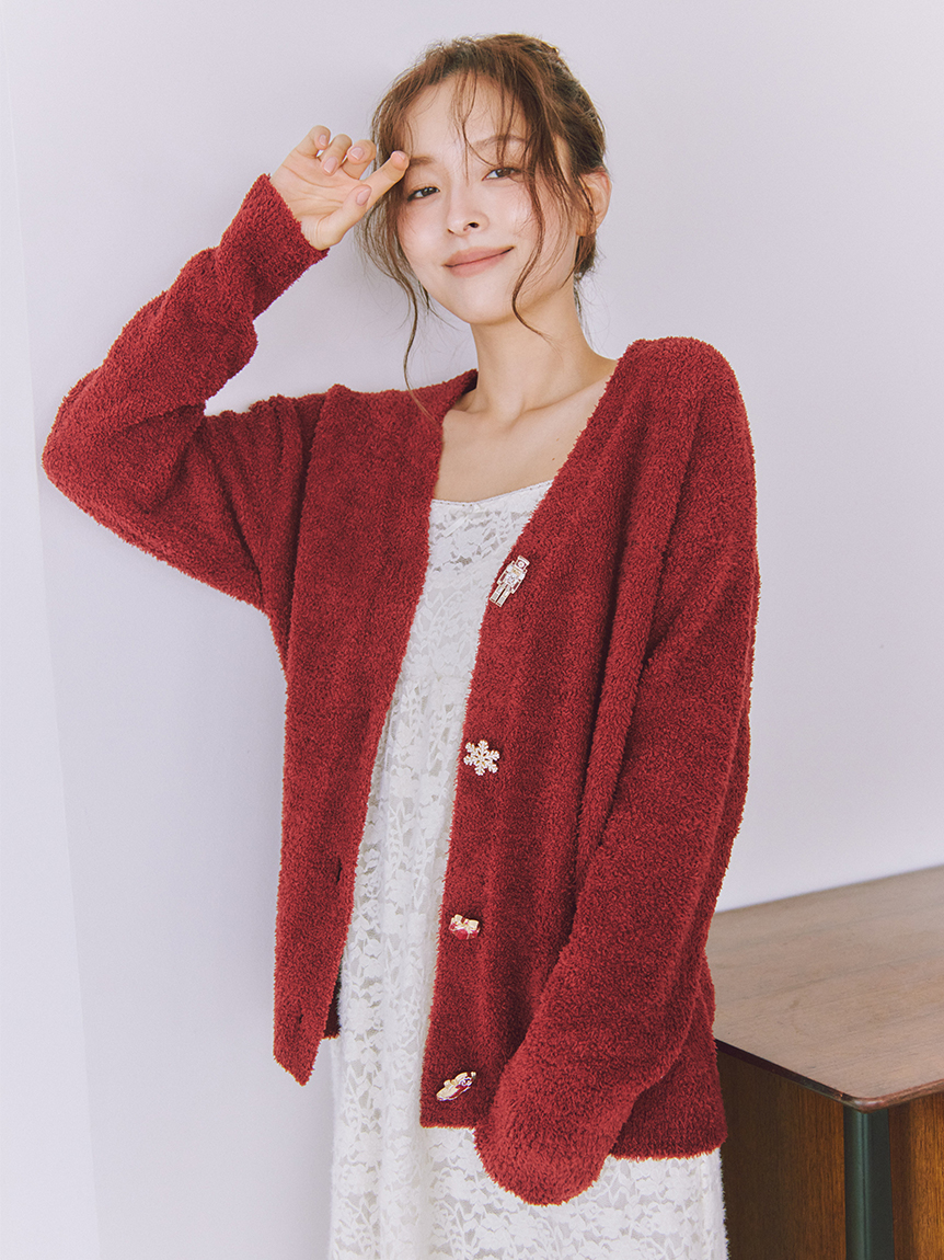 STONE  レッド スナイデルニット カーディガン STONE レッド スナイデルニット カーディガン カーディガン｜SNIDEL