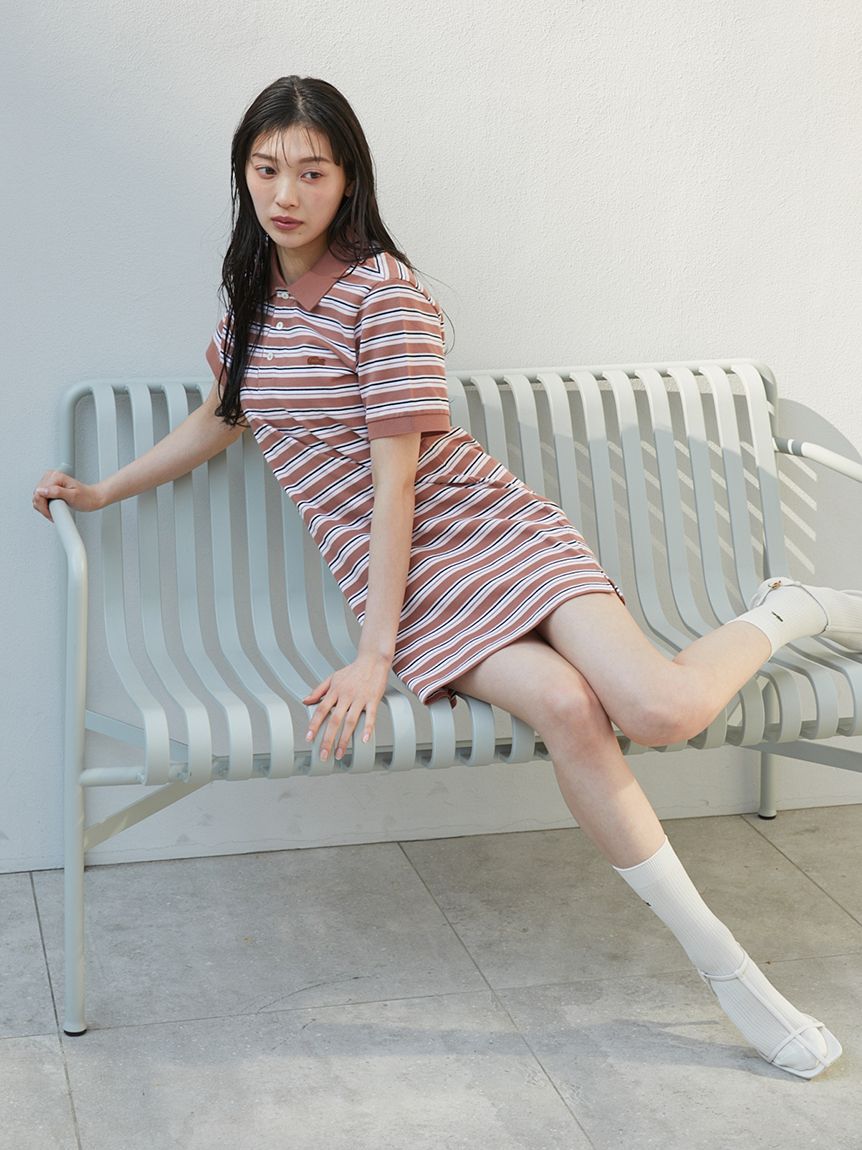 テニス ワンピースLACOSTE 水色/ホワイト ウェア
