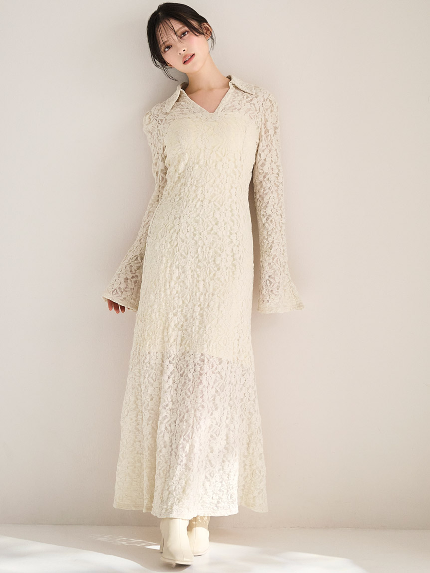 snidelレースワンピース SNIDEL カラーレースワンピース ブラック -ファッション通販 FASHION