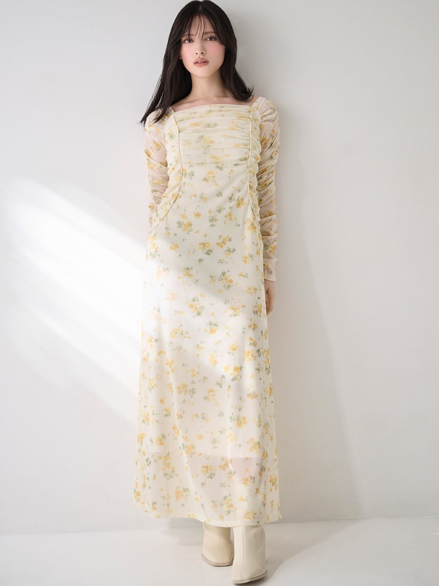 新品　snidel スナイデル　オフショルギャザーワンピース Sustainableオフショルギャザーワンピース(マキシ・ロングワンピース