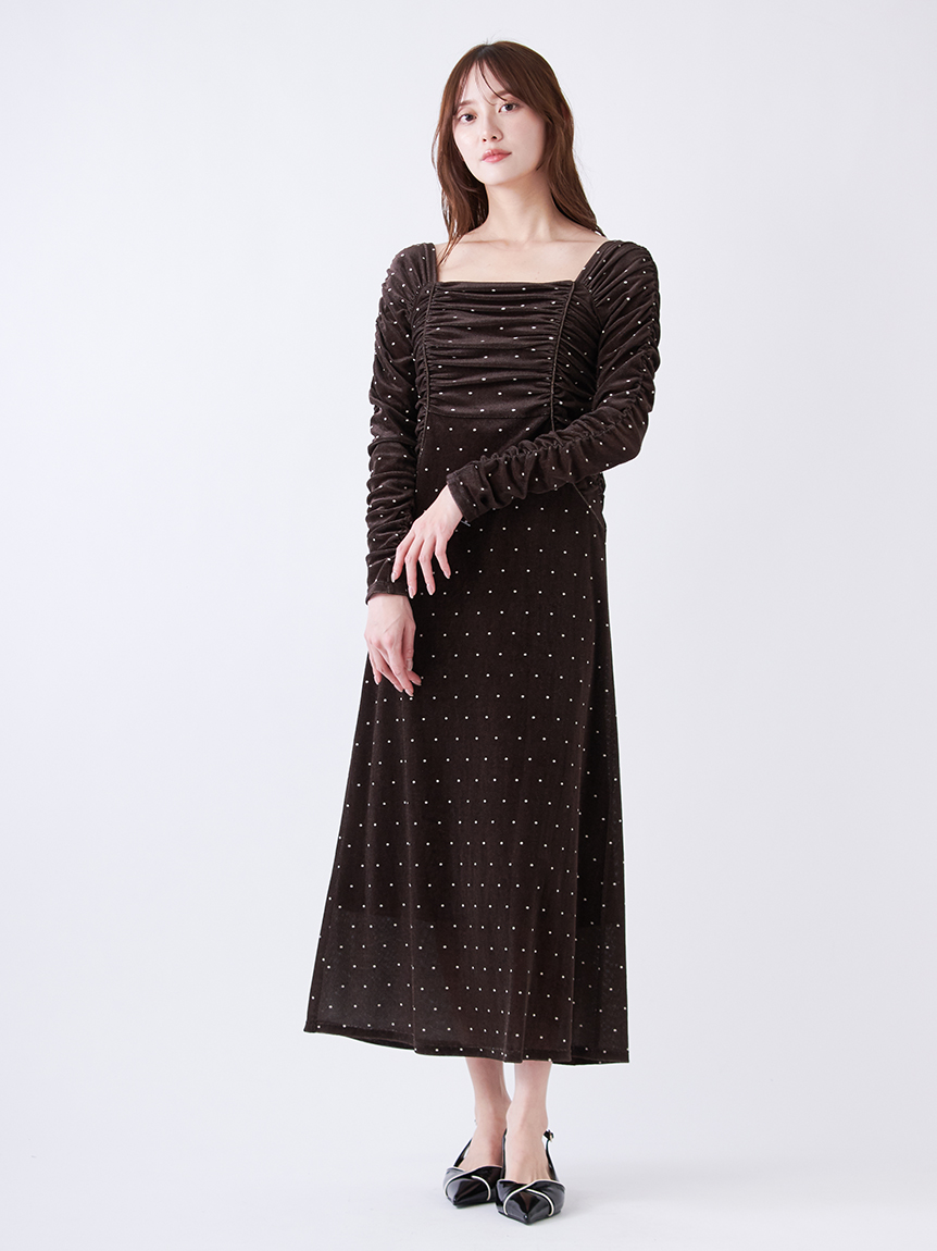 【試着のみ】Na＋h フロッキープリントのワンピース 洗える】ドットフロッキープリント ワンピース / J.PRESS LADIES