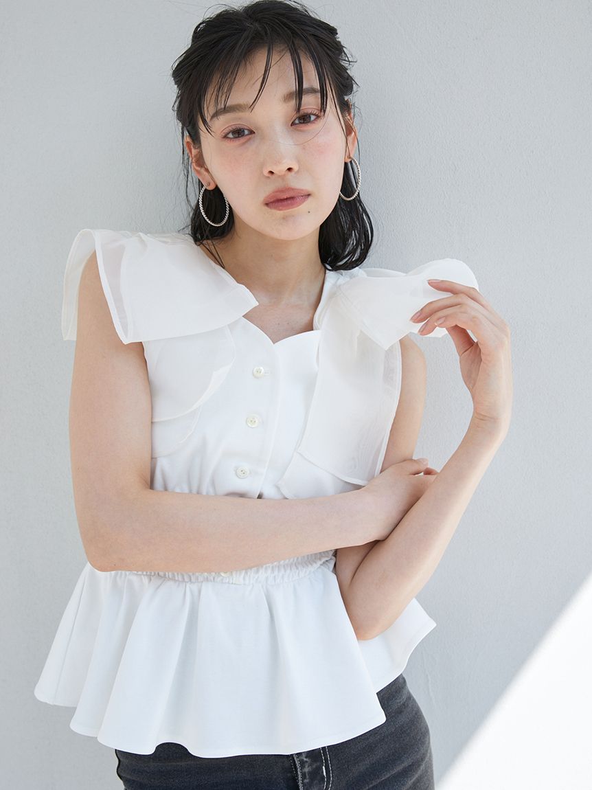 SNIDEL ウエストシャーリングリボンカットプルオーバー ウエストシャーリングリボンカットプルオーバー(Tシャツ・カットソー