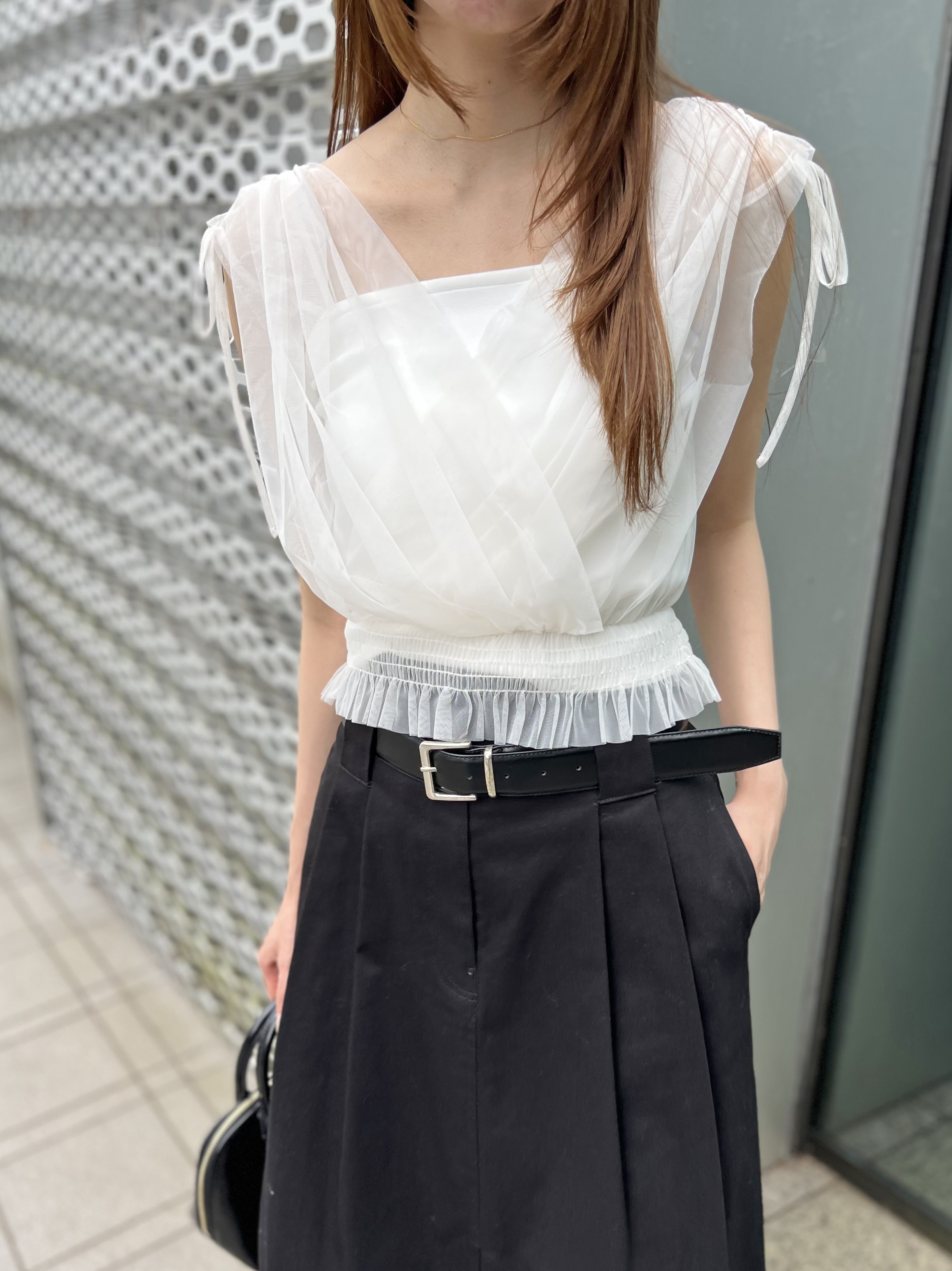 チュールレイヤードカシュクールカットプルオーバー(Tシャツ