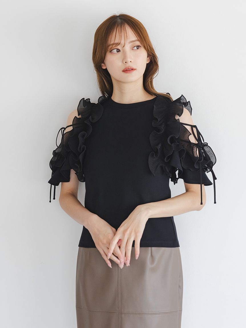 プリーツフリルカットプルオーバー(Tシャツ・カットソー)｜トップス