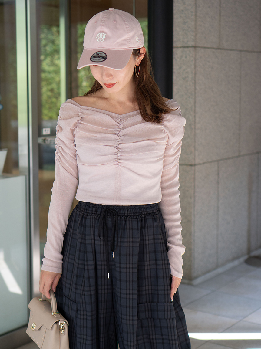 ギャザーオフショルチュールトップス(Tシャツ・カットソー