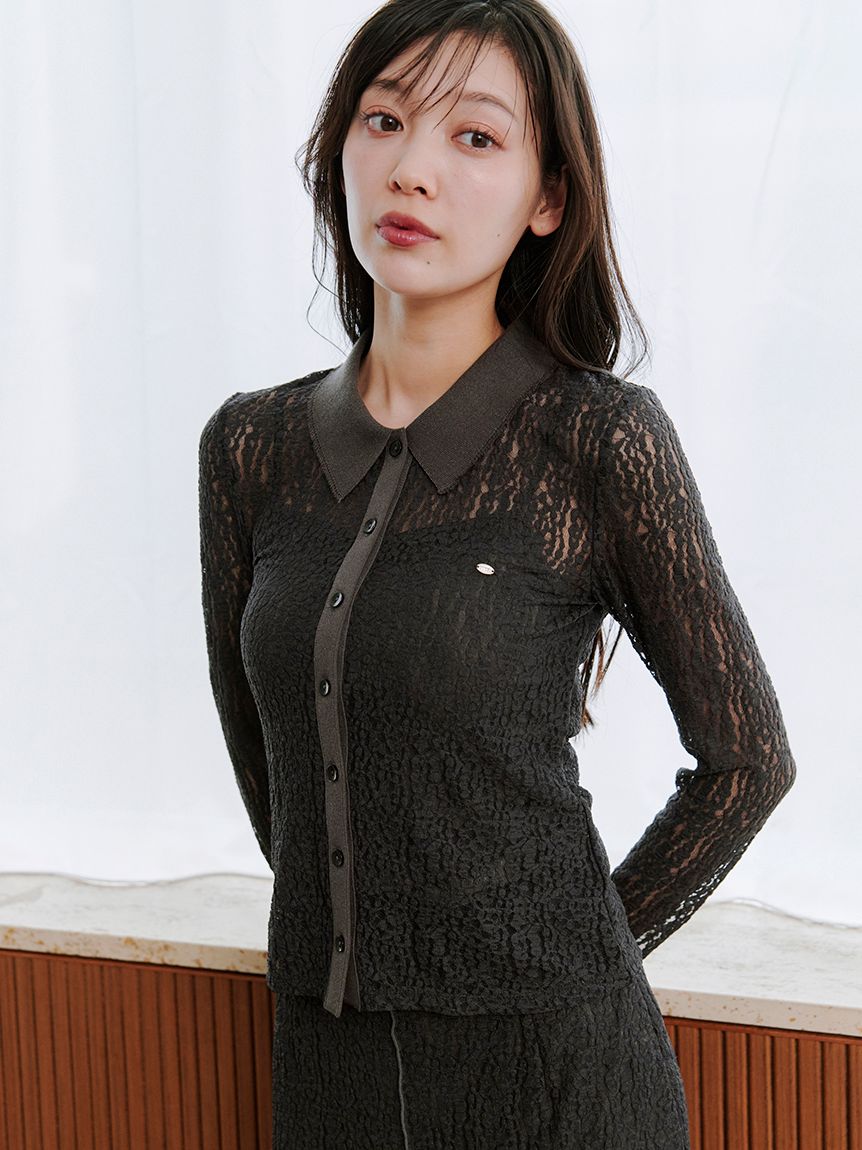 完売色♥️新作新品✨ SNIDEL スナイデル カットレースポロブラウス カットレースポロブラウス(シャツ・ブラウス)｜トップス｜SNIDEL