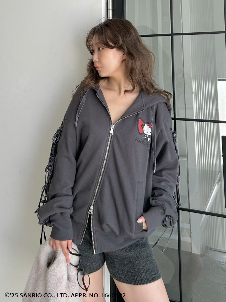 HELLO KITTY】レースアップパーカー(パーカー)｜トップス