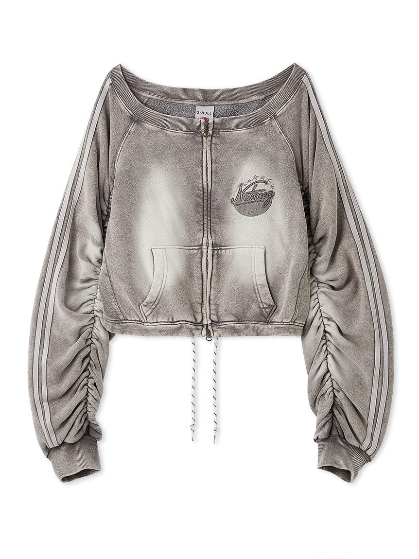 SNIDEL/NUTMEG】オフショルジップロゴプルオーバー(カットソー