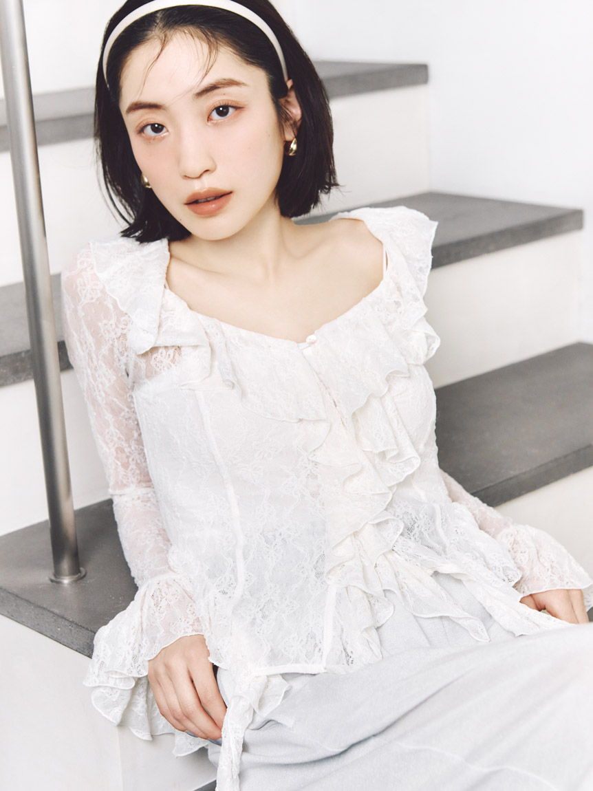 カットレースフリルプルオーバー(シャツ・ブラウス)｜トップス｜SNIDEL