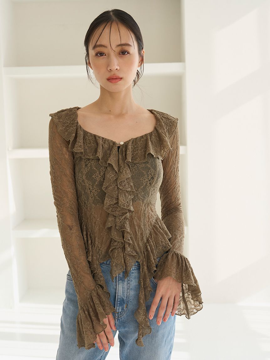 カットレースフリルプルオーバー(シャツ・ブラウス)｜トップス｜SNIDEL