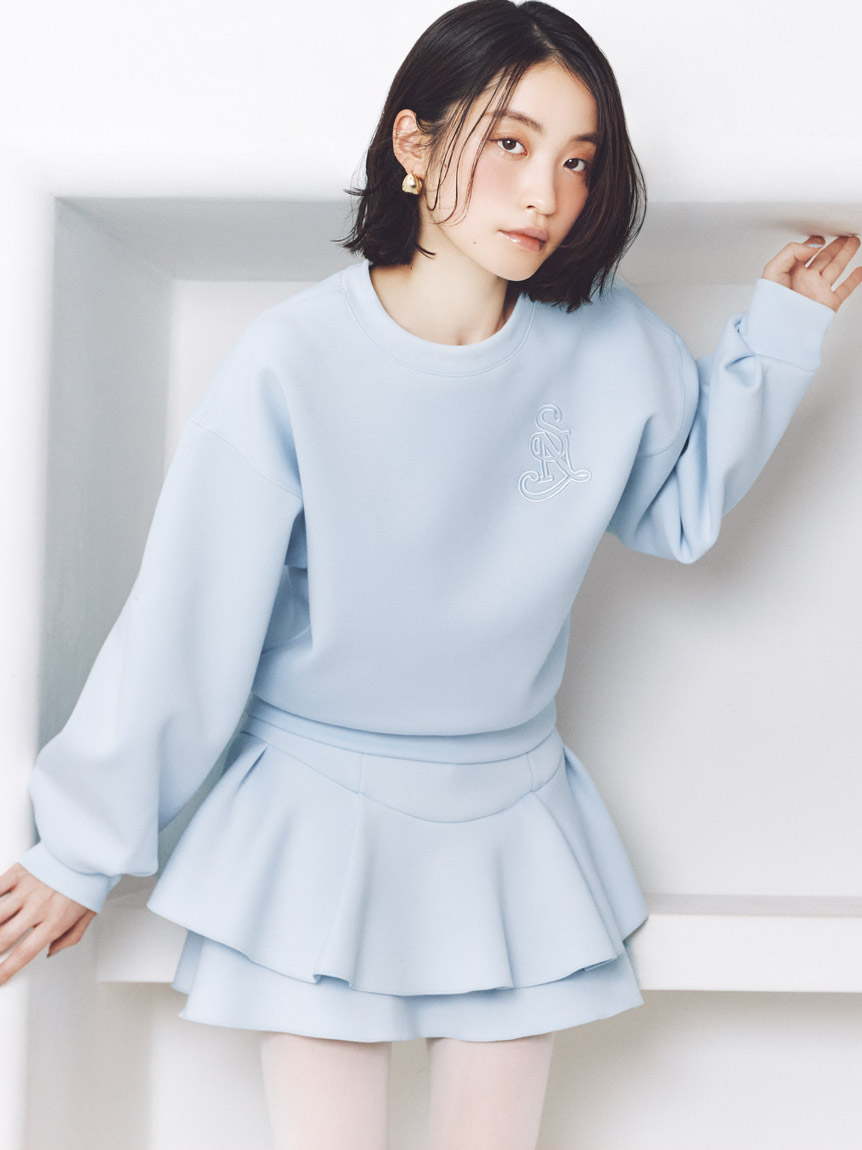 rinko【新品】ボンディングオフショルスウェット ボンディングロゴスウェットプルオーバー(Tシャツ・カットソー