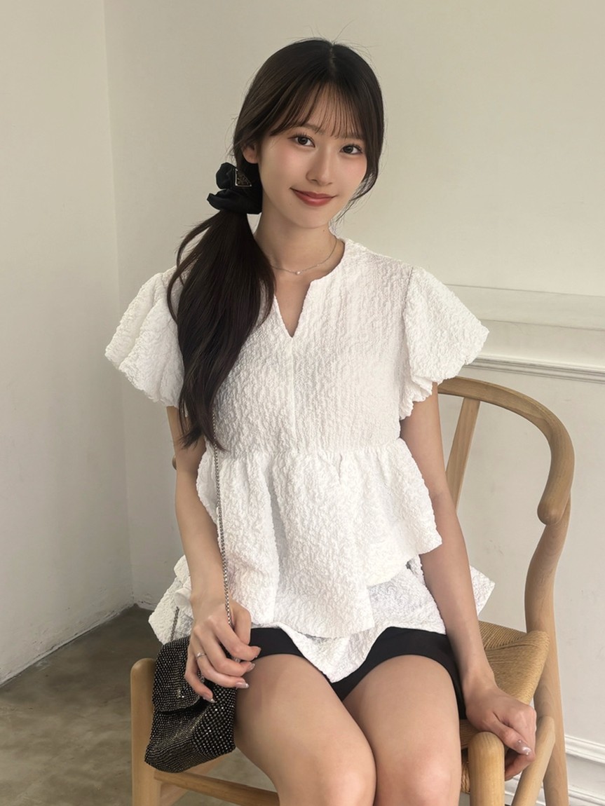 テクスチャージャガードペプラムカットソー(Tシャツ・カットソー