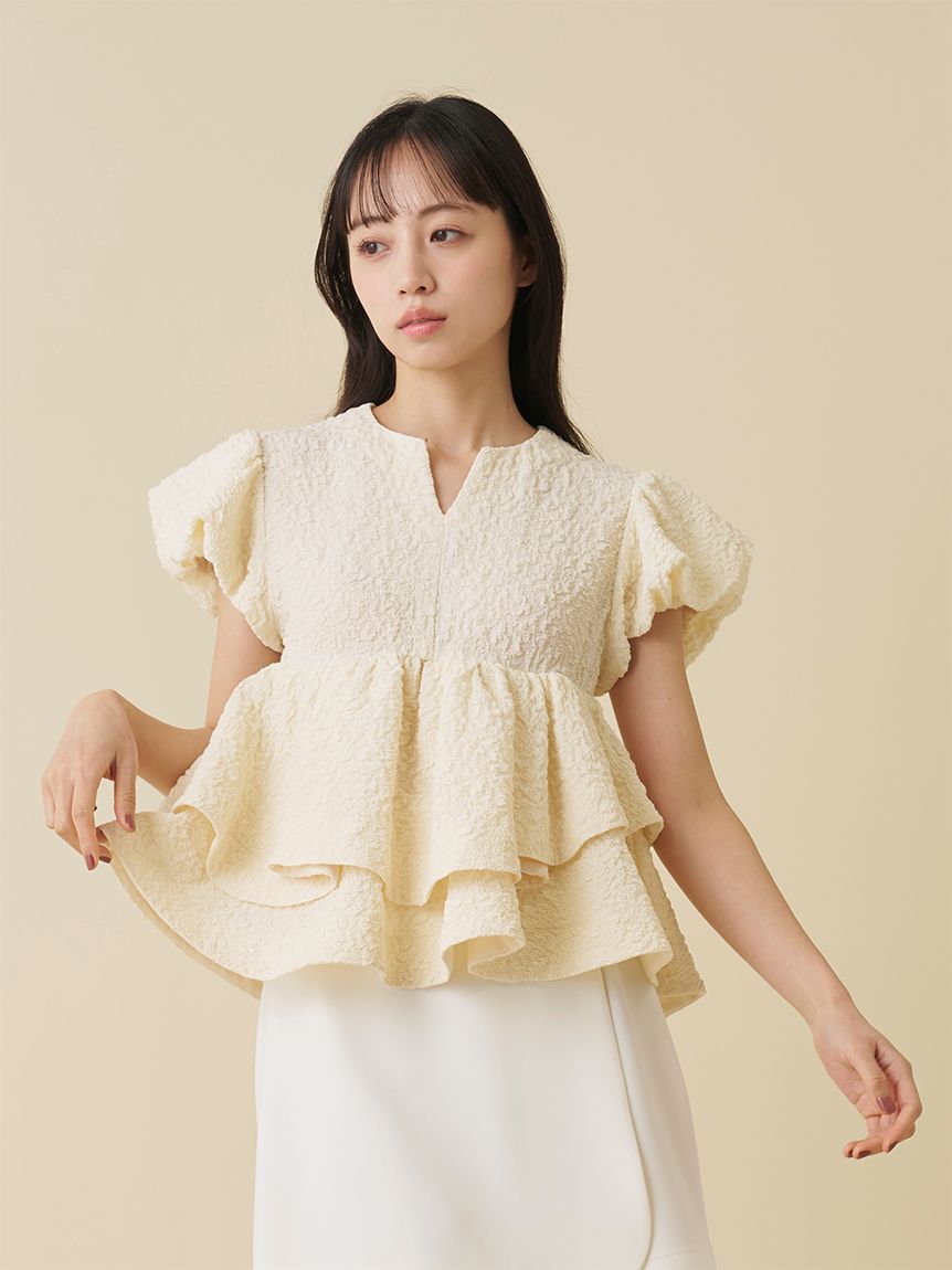 SNIDEL テクスチャージャガードペプラムカットソー テクスチャージャガードペプラムカットソー(Tシャツ・カットソー
