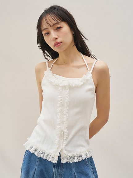 【新品タグ付き】スナイデル　ワッシャープリーツキャミソール　ホワイト Heather（ヘザー）の「ワッシャープリーツキャミワンピース 281767