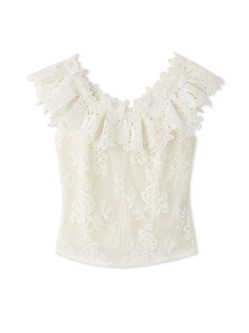 フリルカラーカットレースTOPS(Tシャツ・カットソー)｜トップス