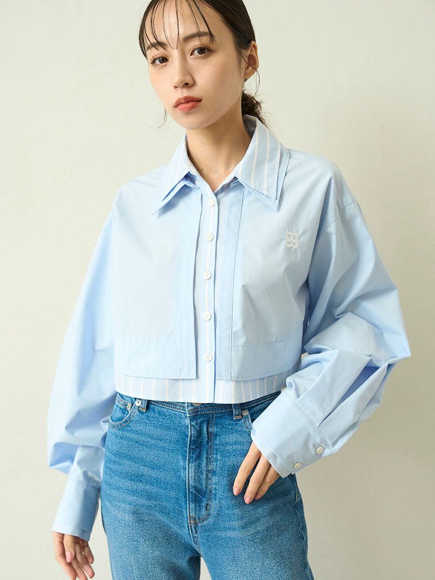 Sustainableレイヤードクロップドシャツ(LBLU-F)