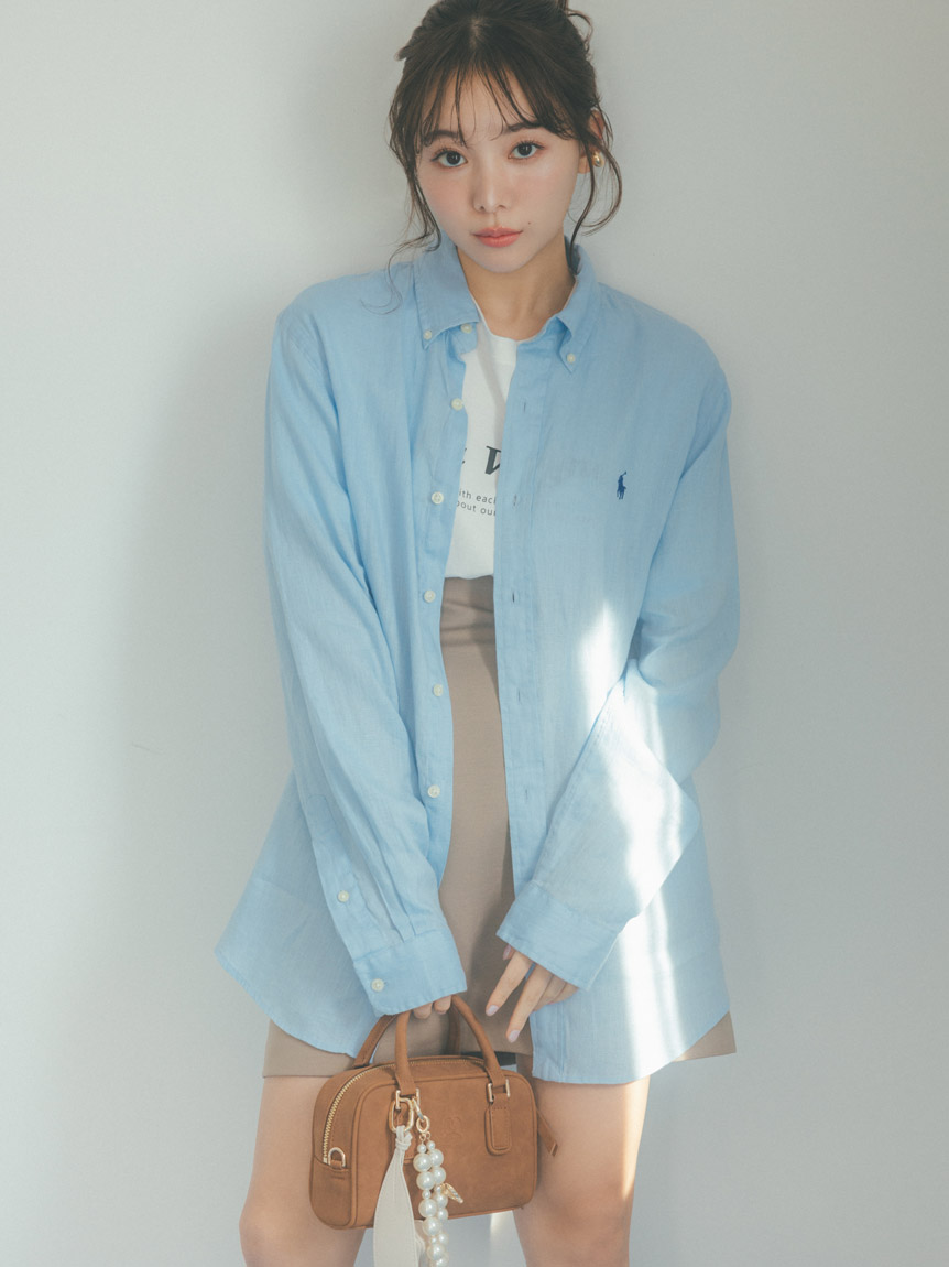 【POLO RALPH LAUREN】カスタムフィット リネン シャツ(LBLU-XS)
