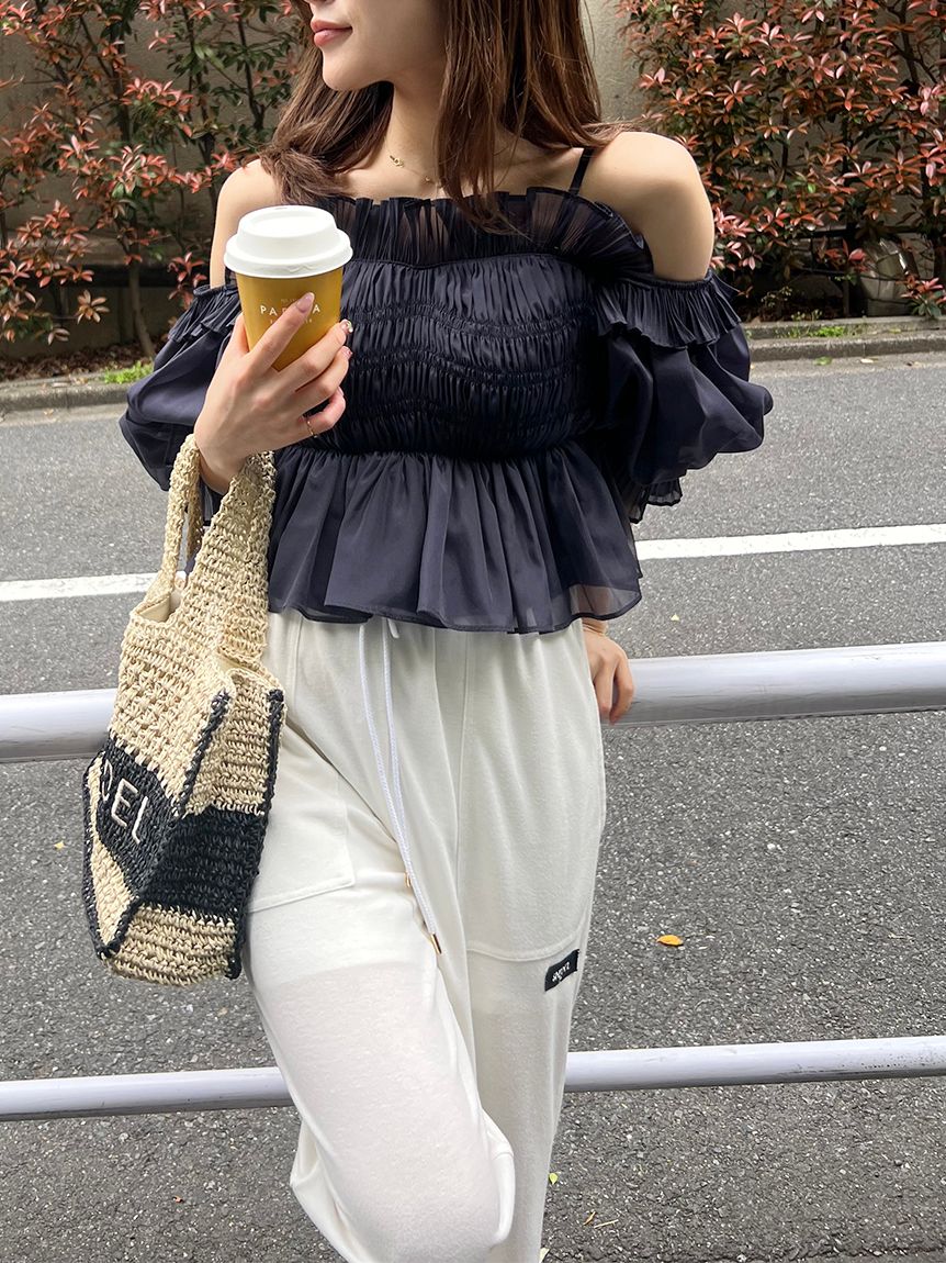 Sustainableギャザーオフショルブラウス(ブラウス)｜トップス