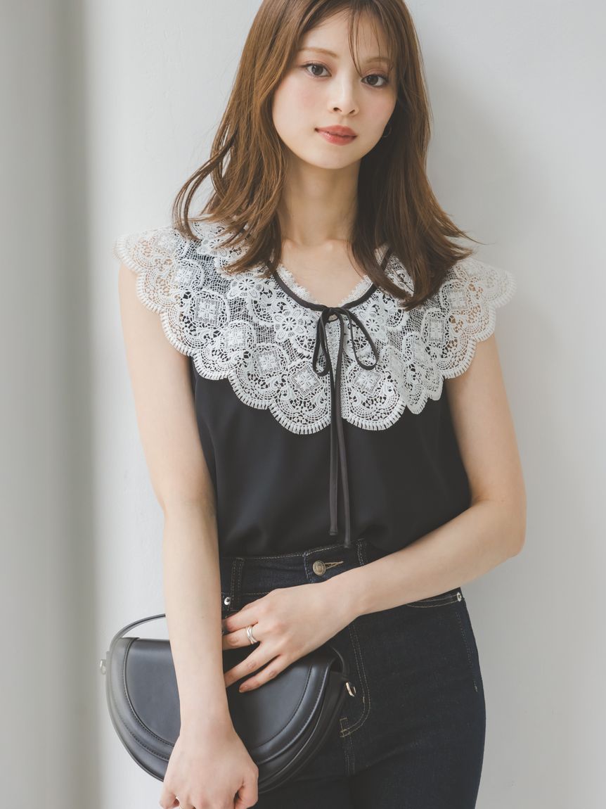 SNIDEL エンブロイダリーチュニックブラウス エンブロイダリーレースカラーブラウス(シャツ・ブラウス)｜トップス