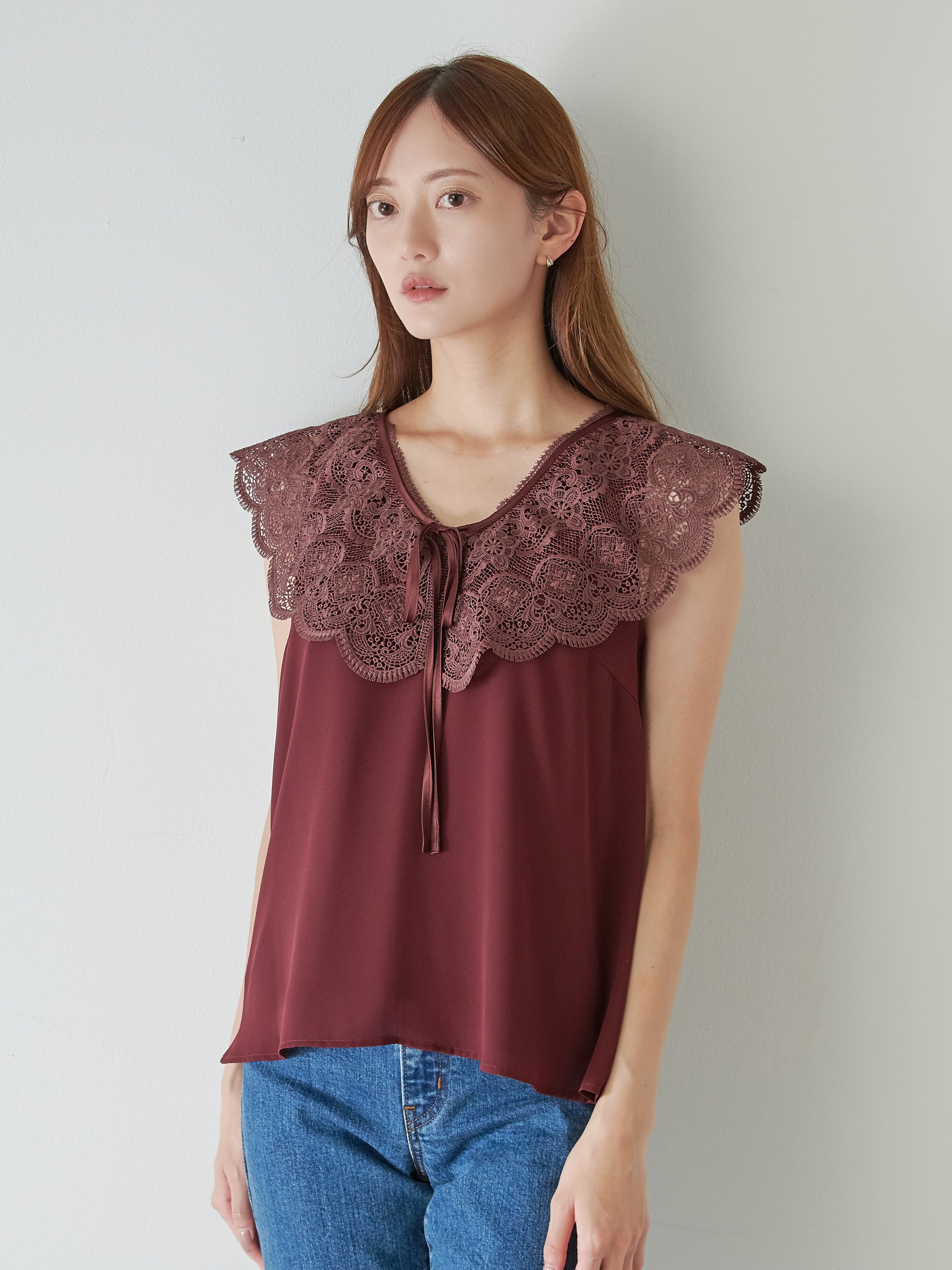 SNIDEL 刺繍入りフリル長袖ブラウス SNIDEL（スナイデル）の「クロス刺繍ブラウス（シャツ/ブラウス