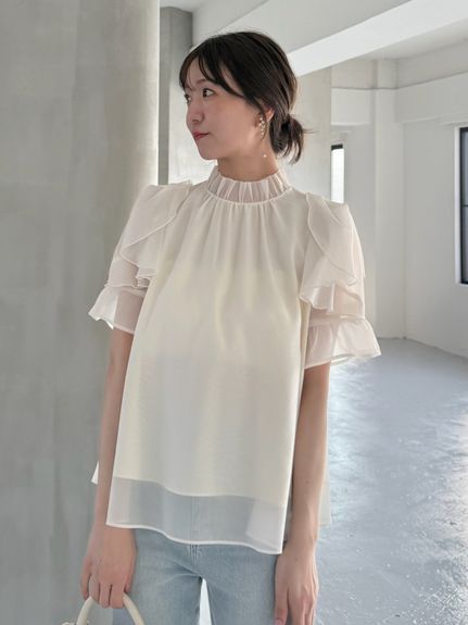 SNIDEL - SNIDEL オーガンシースルーブラウス Sustainableオーガンシースルーブラウス(ブラウス)｜トップス
