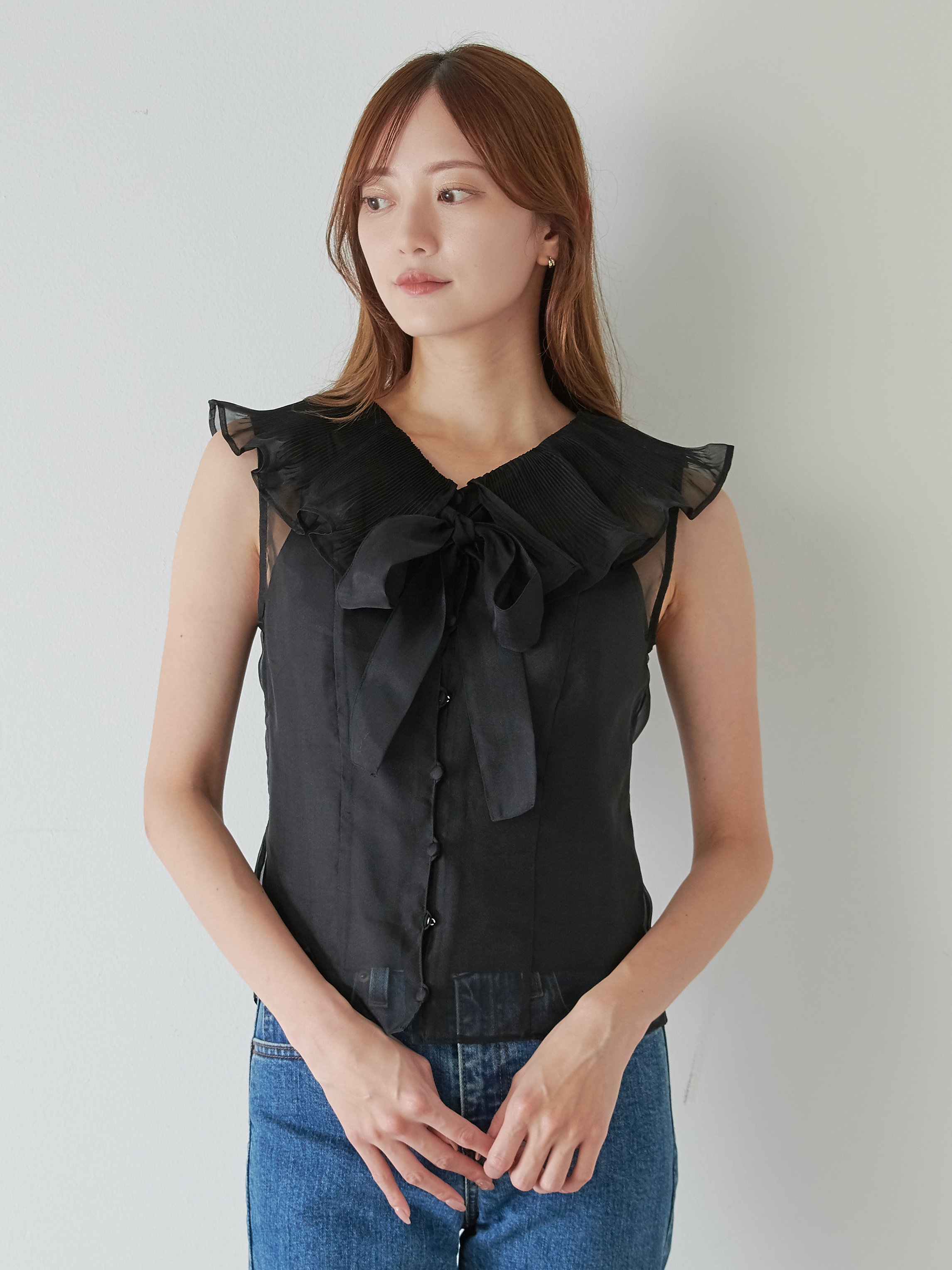 値下げ 美品 dhal 羽織 ダル トップス カットアウトロングドレス/シアー/長袖/谷間見せ/背中隠し/ワン