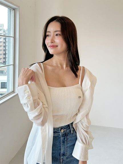 SNIDEL 半袖ブラウス SME8242 066 PNK Sustainableシアーシャツ(シャツ・ブラウス)｜トップス｜SNIDEL