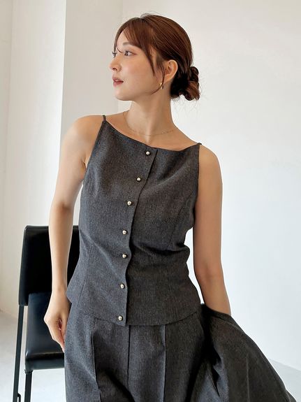 【新品】スナイデル　ペプラム　キャミソール　トップス　レディース　SNIDEL SNIDEL（スナイデル）の「ペプラムキャミ×チュールトップス